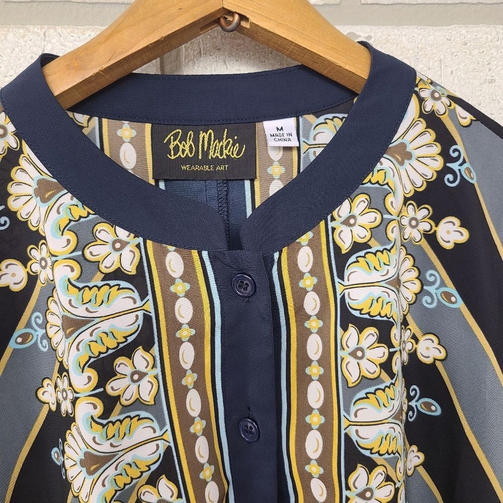 Bob Mackie Striped Pattern Button Down Tunic Size… - image 3